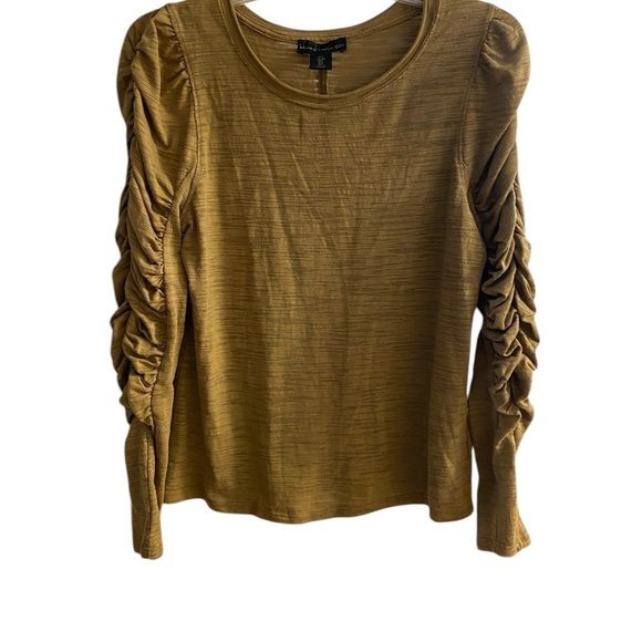 House of Harlow 1960 olive green Ruched Sleeve Blouse Large - Picture 2 of 7